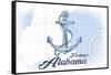 Fairhope, Alabama - Anchor - Blue - Coastal Icon-Lantern Press-Framed Stretched Canvas