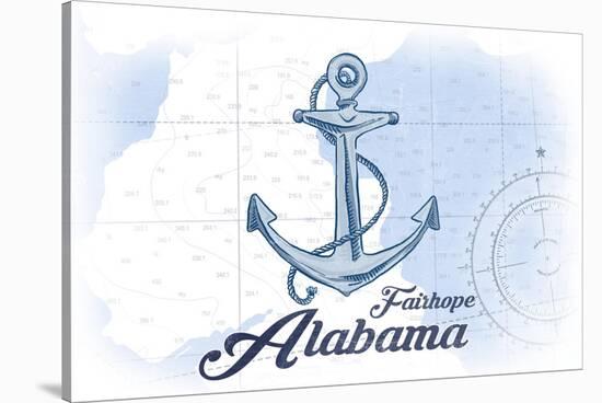 Fairhope, Alabama - Anchor - Blue - Coastal Icon-Lantern Press-Stretched Canvas