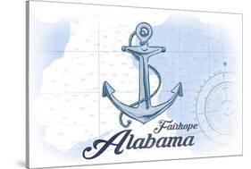 Fairhope, Alabama - Anchor - Blue - Coastal Icon-Lantern Press-Stretched Canvas