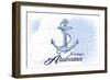 Fairhope, Alabama - Anchor - Blue - Coastal Icon-Lantern Press-Framed Art Print