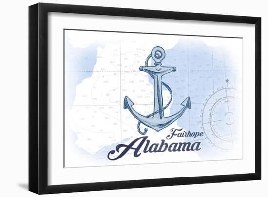 Fairhope, Alabama - Anchor - Blue - Coastal Icon-Lantern Press-Framed Art Print