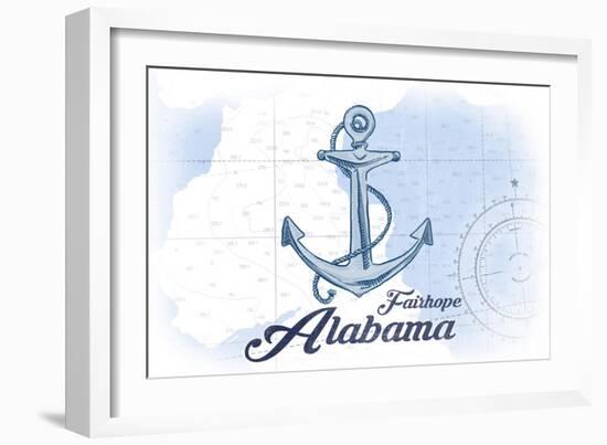 Fairhope, Alabama - Anchor - Blue - Coastal Icon-Lantern Press-Framed Art Print