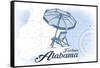 Fairhope, Alabama - Beach Chair and Umbrella - Blue - Coastal Icon-Lantern Press-Framed Stretched Canvas