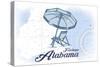 Fairhope, Alabama - Beach Chair and Umbrella - Blue - Coastal Icon-Lantern Press-Stretched Canvas
