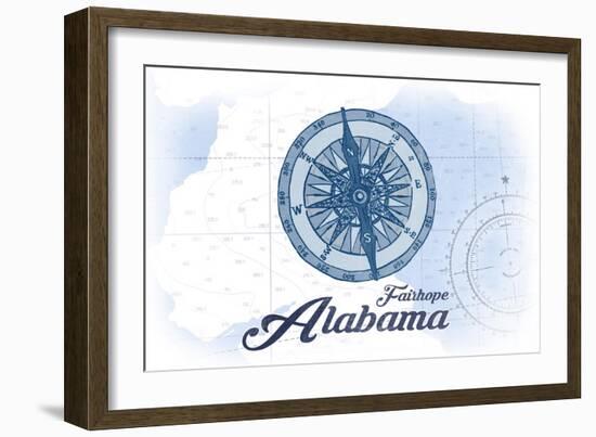 Fairhope, Alabama - Compass - Blue - Coastal Icon-Lantern Press-Framed Art Print