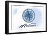 Fairhope, Alabama - Compass - Blue - Coastal Icon-Lantern Press-Framed Art Print