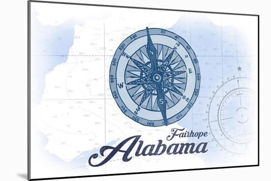Fairhope, Alabama - Compass - Blue - Coastal Icon-Lantern Press-Mounted Art Print