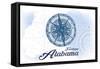 Fairhope, Alabama - Compass - Blue - Coastal Icon-Lantern Press-Framed Stretched Canvas