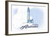 Fairhope, Alabama - Lighthouse - Blue - Coastal Icon-Lantern Press-Framed Art Print