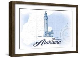 Fairhope, Alabama - Lighthouse - Blue - Coastal Icon-Lantern Press-Framed Art Print