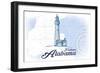 Fairhope, Alabama - Lighthouse - Blue - Coastal Icon-Lantern Press-Framed Art Print