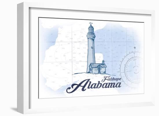 Fairhope, Alabama - Lighthouse - Blue - Coastal Icon-Lantern Press-Framed Art Print