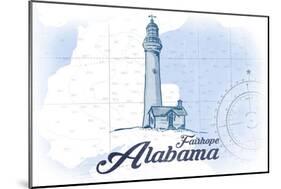 Fairhope, Alabama - Lighthouse - Blue - Coastal Icon-Lantern Press-Mounted Art Print