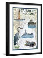 Fairhope, Alabama - Nautical Chart-Lantern Press-Framed Art Print