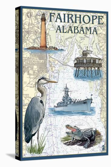 Fairhope, Alabama - Nautical Chart-Lantern Press-Stretched Canvas