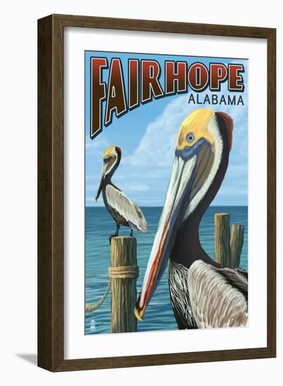 Fairhope, Alabama - Pelican Scene-Lantern Press-Framed Art Print