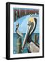 Fairhope, Alabama - Pelican Scene-Lantern Press-Framed Art Print