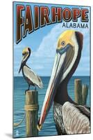 Fairhope, Alabama - Pelican Scene-Lantern Press-Mounted Art Print