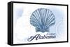 Fairhope, Alabama - Scallop Shell - Blue - Coastal Icon-Lantern Press-Framed Stretched Canvas
