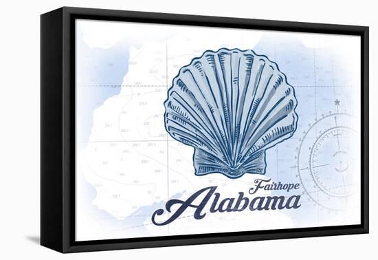 Fairhope, Alabama - Scallop Shell - Blue - Coastal Icon-Lantern Press-Framed Stretched Canvas