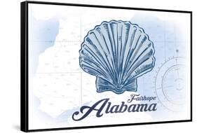 Fairhope, Alabama - Scallop Shell - Blue - Coastal Icon-Lantern Press-Framed Stretched Canvas