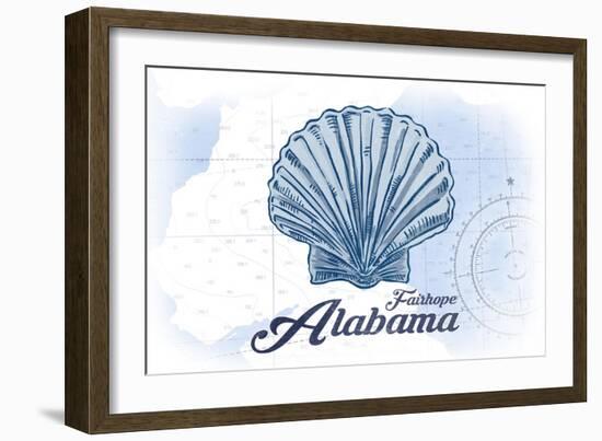 Fairhope, Alabama - Scallop Shell - Blue - Coastal Icon-Lantern Press-Framed Art Print