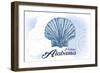 Fairhope, Alabama - Scallop Shell - Blue - Coastal Icon-Lantern Press-Framed Art Print