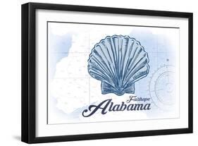 Fairhope, Alabama - Scallop Shell - Blue - Coastal Icon-Lantern Press-Framed Art Print