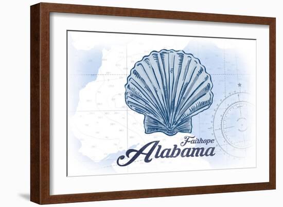 Fairhope, Alabama - Scallop Shell - Blue - Coastal Icon-Lantern Press-Framed Art Print