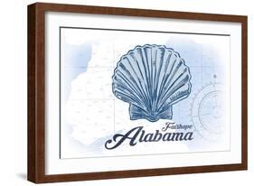 Fairhope, Alabama - Scallop Shell - Blue - Coastal Icon-Lantern Press-Framed Art Print