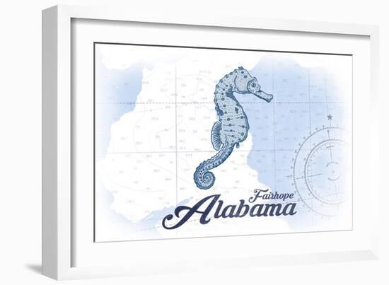 Fairhope, Alabama - Seahorse - Blue - Coastal Icon-Lantern Press-Framed Art Print