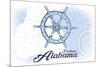 Fairhope, Alabama - Ship Wheel - Blue - Coastal Icon-Lantern Press-Mounted Art Print