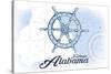 Fairhope, Alabama - Ship Wheel - Blue - Coastal Icon-Lantern Press-Stretched Canvas