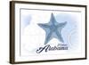 Fairhope, Alabama - Starfish - Blue - Coastal Icon-Lantern Press-Framed Art Print