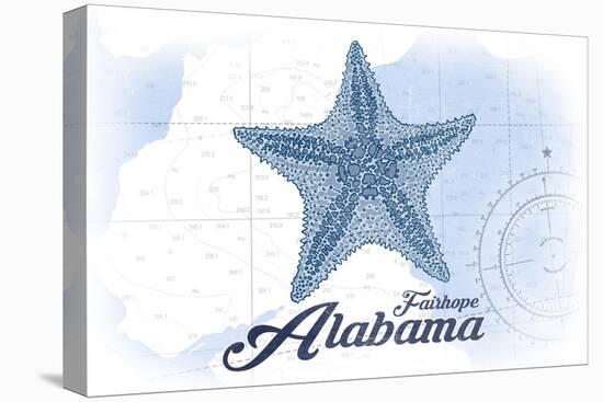Fairhope, Alabama - Starfish - Blue - Coastal Icon-Lantern Press-Stretched Canvas