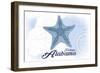 Fairhope, Alabama - Starfish - Blue - Coastal Icon-Lantern Press-Framed Art Print