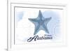 Fairhope, Alabama - Starfish - Blue - Coastal Icon-Lantern Press-Framed Premium Giclee Print