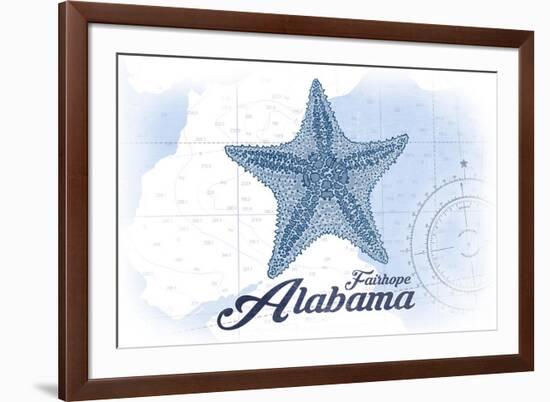 Fairhope, Alabama - Starfish - Blue - Coastal Icon-Lantern Press-Framed Premium Giclee Print