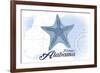 Fairhope, Alabama - Starfish - Blue - Coastal Icon-Lantern Press-Framed Premium Giclee Print