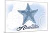 Fairhope, Alabama - Starfish - Blue - Coastal Icon-Lantern Press-Mounted Premium Giclee Print