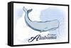 Fairhope, Alabama - Whale - Blue - Coastal Icon-Lantern Press-Framed Stretched Canvas