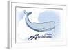 Fairhope, Alabama - Whale - Blue - Coastal Icon-Lantern Press-Framed Art Print