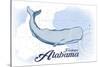 Fairhope, Alabama - Whale - Blue - Coastal Icon-Lantern Press-Stretched Canvas