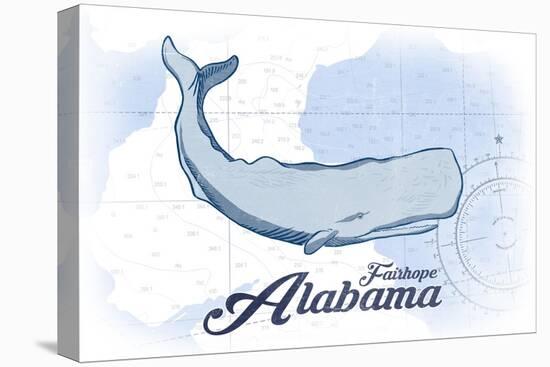 Fairhope, Alabama - Whale - Blue - Coastal Icon-Lantern Press-Stretched Canvas