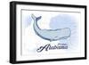 Fairhope, Alabama - Whale - Blue - Coastal Icon-Lantern Press-Framed Art Print