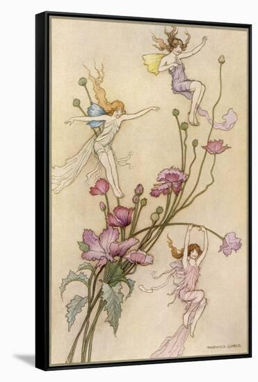 Fairies and Flowers-Warwick Goble-Framed Stretched Canvas