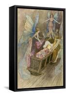 Fairies Around a Baby's Cot-Warwick Goble-Framed Stretched Canvas