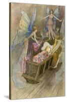 Fairies Around a Baby's Cot-Warwick Goble-Stretched Canvas