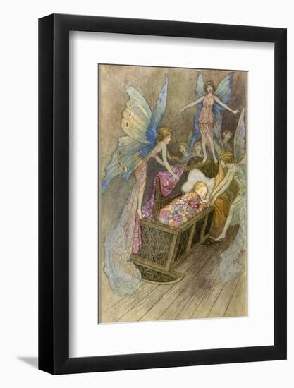 Fairies Around a Baby's Cot-Warwick Goble-Framed Photographic Print