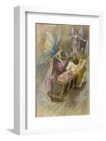 Fairies Around a Baby's Cot-Warwick Goble-Framed Photographic Print